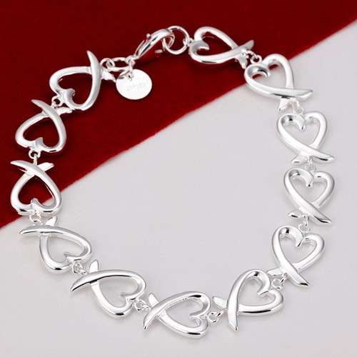 NEW! HEART LINK SILVER BRACELET STAMPED 925. BEAUTIFUL! NEVER BEFORE FOR R1-00!!!!