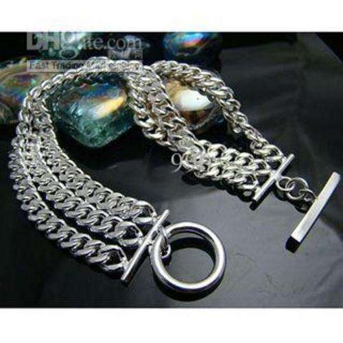 NEW! 3 x  ROW LINK SILVER BRACELET STAMP 925. BEAUTIFUL!     NEVER BEFORE FOR R1-00!!!!