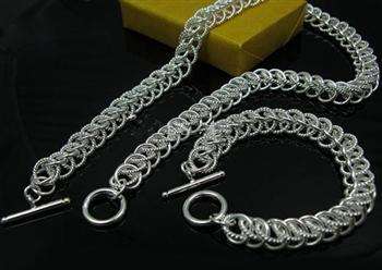 BEAUTIFUL IMPRESSIVE SILVER NECKLACE AND BRACELET 925 STERLING SILVER STAMPED **NEVER BEFORE!