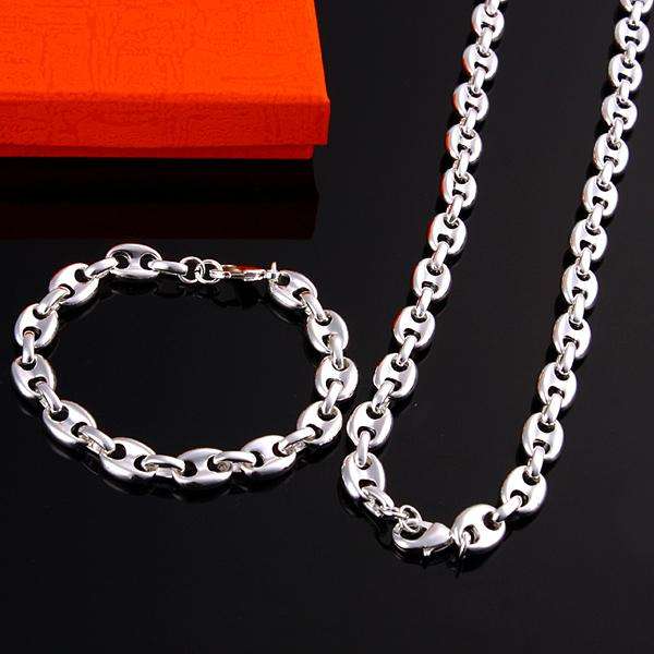 BEAUTIFUL SILVER LINK NECKLACE SET 925 STERLING SILVER STAMPED NEVER BEFORE FOR R1-00!!