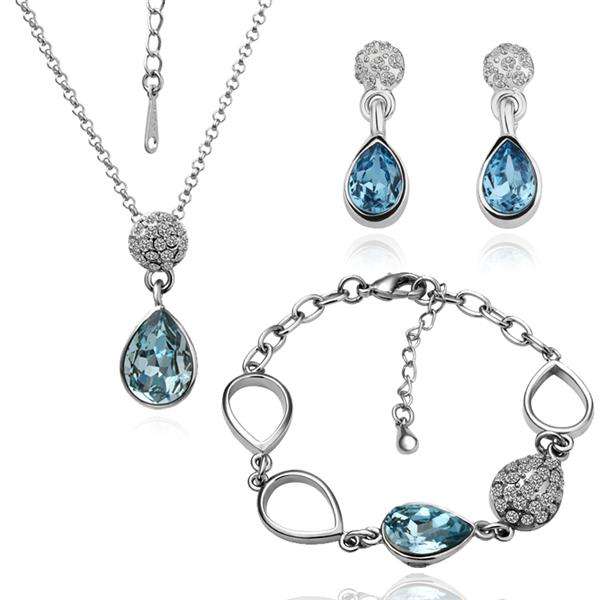 NEW STOCK.Genuine Swarovski Elements tear drops jewelry set--Ocean NEVER BEFORE ON R1 AUCTION!!!!!!!