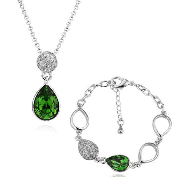 NEW STOCK.Genuine Swarovski Elements tear drops jewelry set--Ocean NEVER BEFORE ON R1 AUCTION!!!!!!!