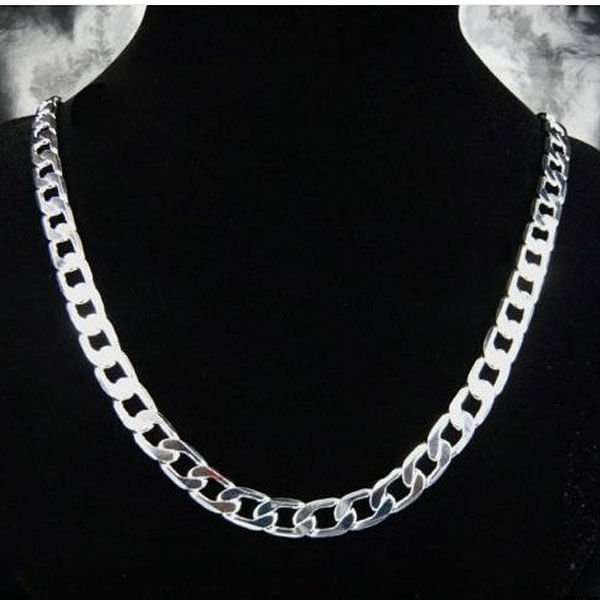 MOST IMPRESSIVE MEN silver 925 stamped 20 inch - 12mm Wide Necklace! Option - add Bracelet!
