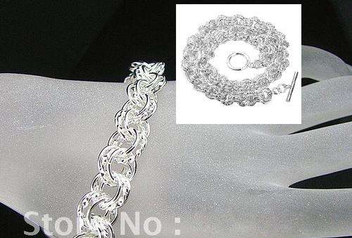 NEW! DOUBLE LINK SILVER BRACELET STAMPED 925. BEAUTIFUL! OPTION TO ADD NECKLACE!!!