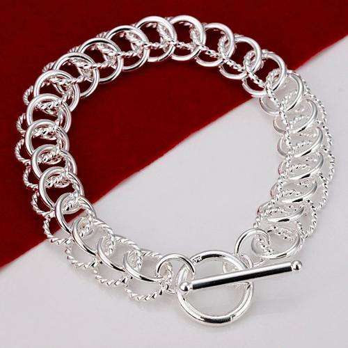 NEW! DOUBLE LINK SILVER BRACELET STAMPED 925. BEAUTIFUL! OPTION TO ADD NECKLACE!!!