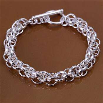 NEW! DOUBLE LINK SILVER BRACELET STAMPED 925. BEAUTIFUL! OPTION TO ADD NECKLACE!!!