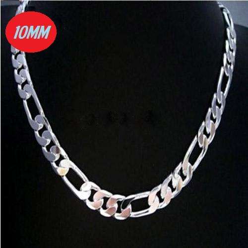 MOST IMPRESSIVE MEN silver 20 inch - 10mm Wide Necklace! Option - add Bracelet!