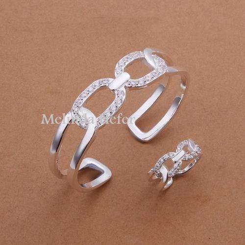 NEW STOCK... PLEASE LOOK!! IMPRESSIVE SILVER BANGLE PLUS RING. 925 SILVER STAMPED.