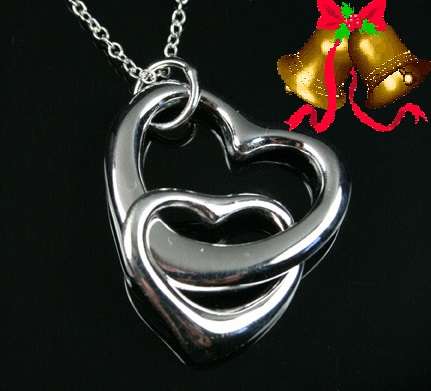SPECIAL GIFT!!Sterling SILVER 925 2 HEART PENDANT NECKLACE - ABSOLUTELY BEAUTIFUL - PERFECT GIFT!!!!