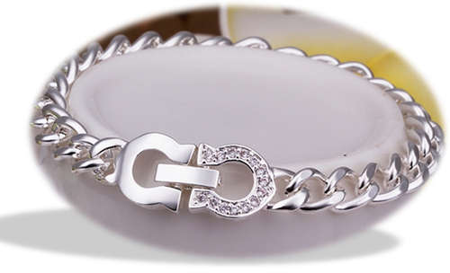 NEW! DOUBLE LINK SILVER BRACELET STAMPED 925. BEAUTIFUL! NEVER BEFORE FOR R1-00!!!!