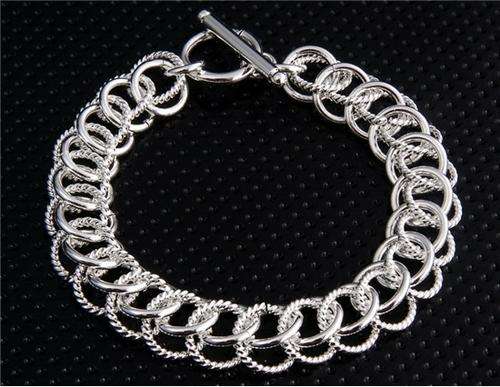 NEW! DOUBLE LINK SILVER BRACELET STAMPED 925. BEAUTIFUL!     NEVER BEFORE FOR R1-00!!!!