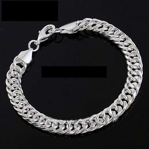 NEW! DOUBLE LINK SILVER BRACELET STAMPED 925. BEAUTIFUL! NEVER BEFORE FOR R1-00!!!!