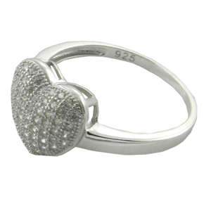 NEW! SOLID 925 SILVER MICRO SETTING HEART RING - ABSOLUTELY BEAUTIFUL - PERFECT GIFT!!!!