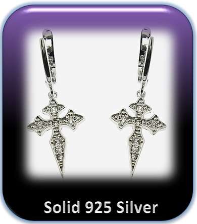 SOLID SILVER! THIS IS A ABSOLUTELY MUST BID! SOLID 925 MICRO SETTING EARRINGS.OPTIONAL CROSS PENDANT