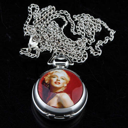 WOW!!! Vintage Marilyn Monroe Pocket Watch with Necklace Chain. Beautiful and a MUST bid!