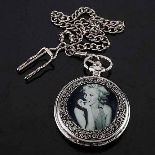 WOW!!! Vintage Marilyn Monroe Pocket Watch with Chain. Beautiful and a MUST bid!