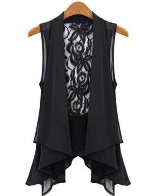 NEW! Beautiful Sheer Sleeveless Lace Chiffon Vest Top.  Must bid!