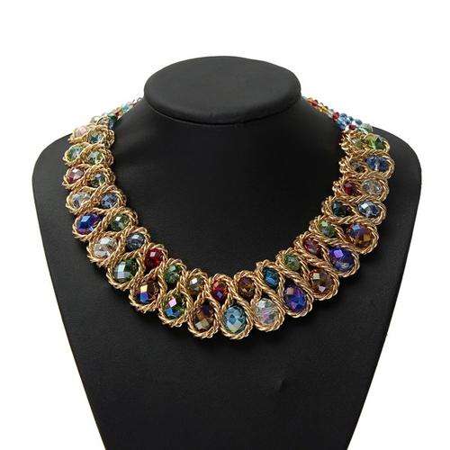 BEST OFFER! - IMPRESSIVE BEAUTIFUL Luxury Chunky Double Crystal Bead Pendant Choker Collar Necklace.