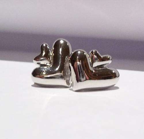 MOST ADORABLE SILVER TWO HEARTS earrings... DON'T Miss THIS! -- OPEN AND SEE! A MUST BID !!!!!!!