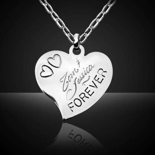Forever Heart Pendant and Chain - Engraving of your choice