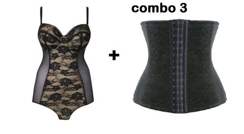 COMBO 3: Slimming BodySuite with Built in Padded Brand and 9 steel boned underbust Corect