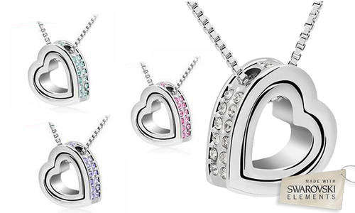 Interlocking Hearts Pendant Necklace made with Swarovski Elements