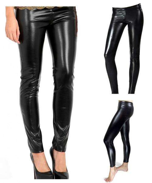Pack of Two Soft Cotton Leather Looking Leggings