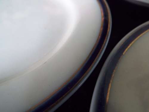 VINTAGE SMALL BLUE & WHITE PLATES x 3