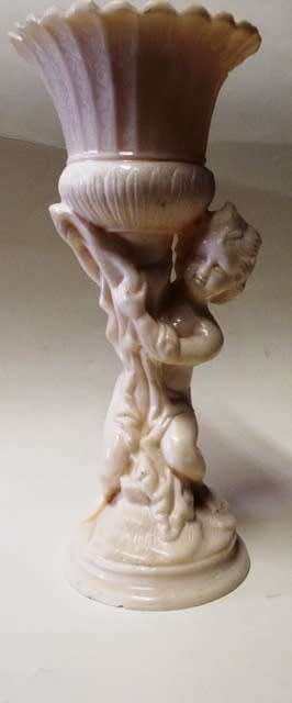 RESIN  statue of CHERUB HOLDING A FLOWER POT