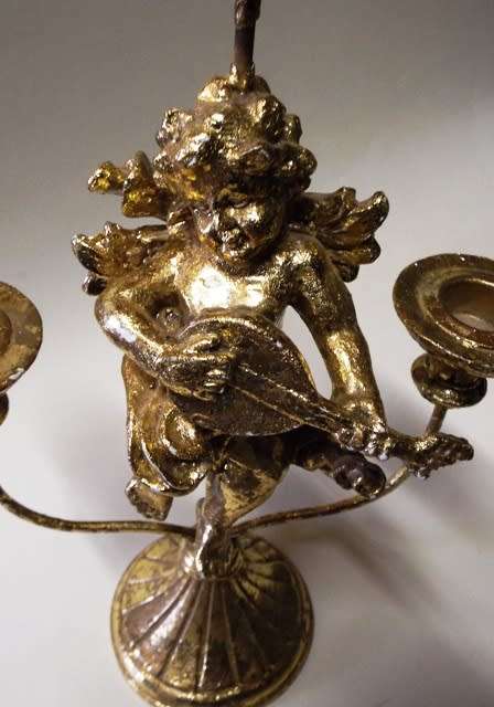 BRANCHED CANDLE HOLDER WITH CHERUB