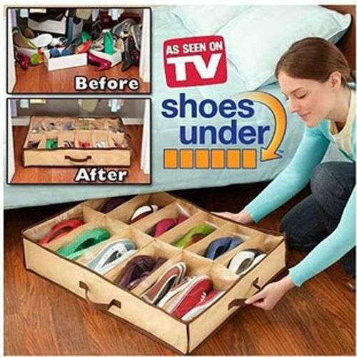 Shoe Box 12 Pocket Under Bed Foldable Shoe Container Storage Organizer Holder