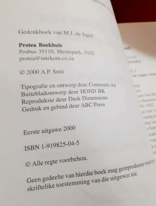 Gedenkboek van M.J. de Jager ~ ingelei, vertaal, bygewerk en geannoteer deur Awyn P Smit (kleinseun)