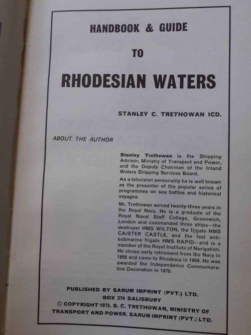 (rare) Handbook & Guide to Rhodesian Waters ~ Stanley C Trethowan ICD