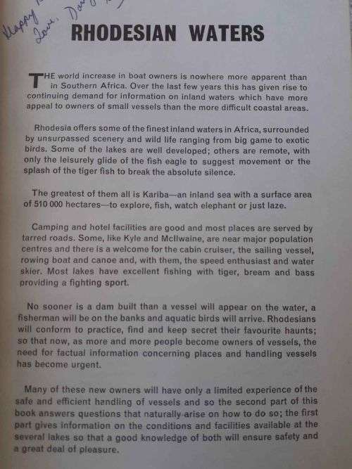 (rare) Handbook & Guide to Rhodesian Waters ~ Stanley C Trethowan ICD