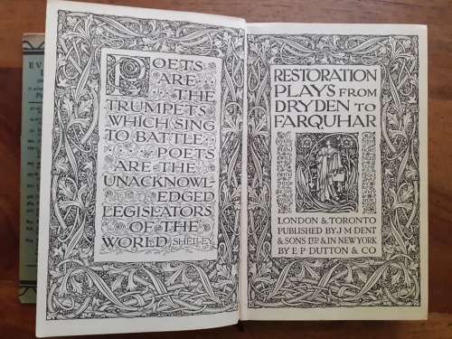 Restoration Plays Nr 604 EVERYMAN`S LIBRARY Poetry and the Drama