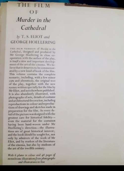 (signed) The Film of Murder in the Cathedral ~ T S Eliot / George Hoellering