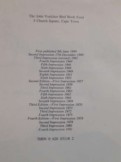 Roberts Birds of South Africa ~ (McLachlan & Liversidge)