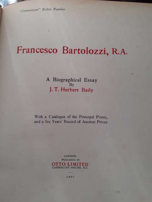 Francesco Bartolozzi, R.A ~ J T Herbert Baily