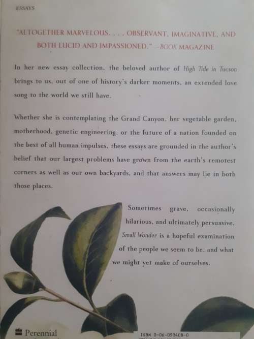 Small Wonder ~ Barbara Kingsolver