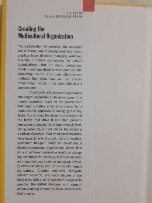Creating the Multicultural Organization ~ Taylor Cox Jr