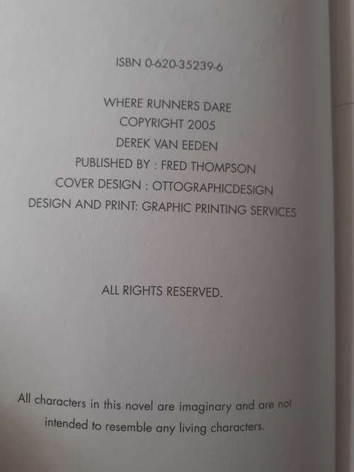 (signed) Where Runners Dare ~ Derek can Eeden
