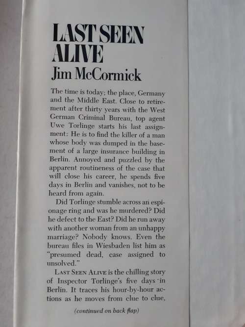 Last Seen Alive ~ Jim McCormick