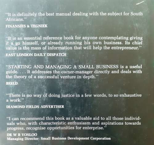 Starting and Managing a Small Business ~ Bekker / Staude