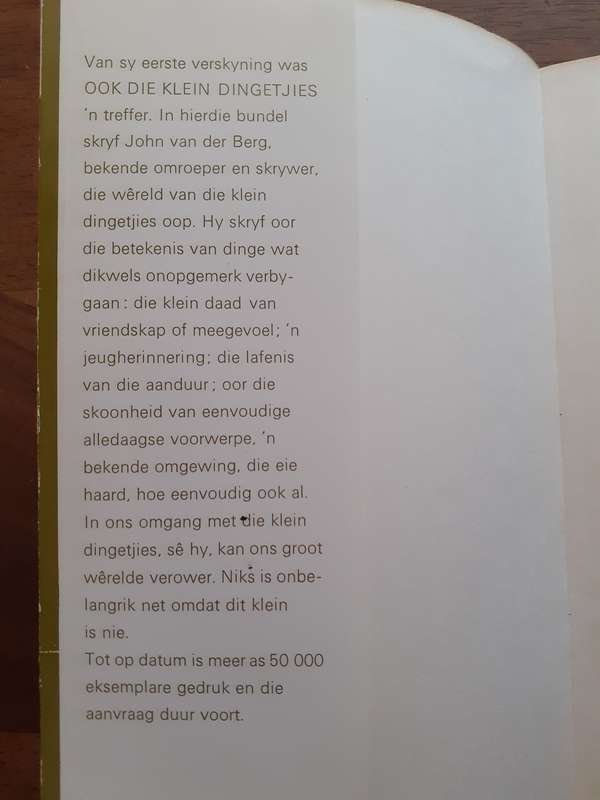 Ook Die Klein Dingetjies ~ J van der Berg