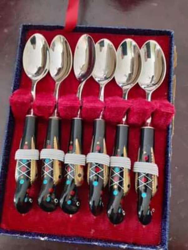 Set of 6 handmade bronze plated teaspoons