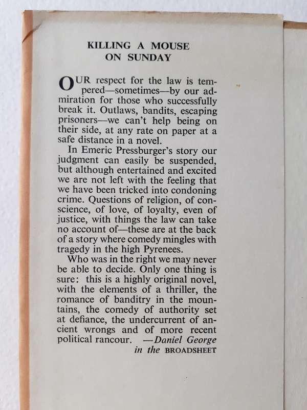 Killing A Mouse On Sunday ~ Emeric Pressburger
