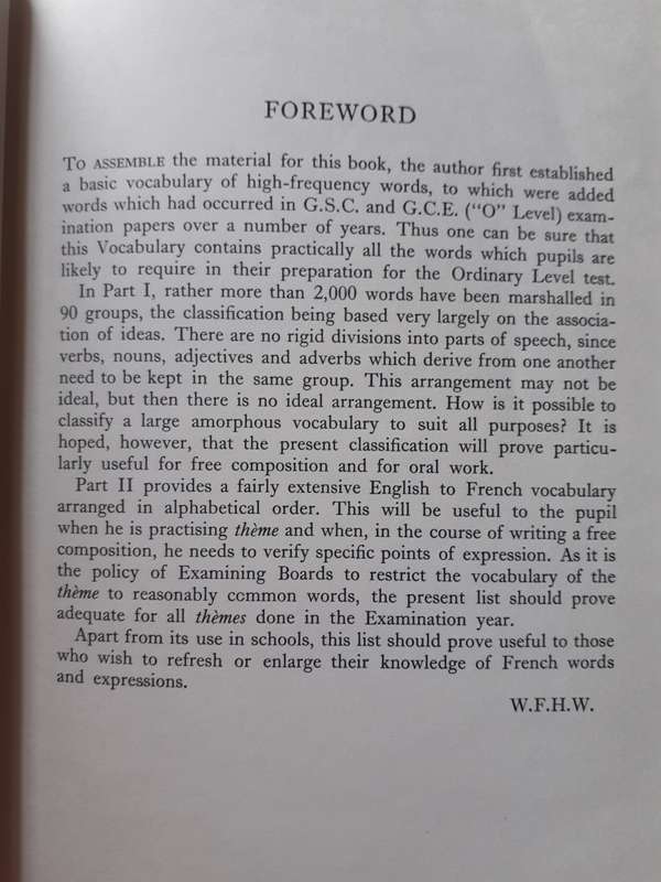 Essential French Vocabulary ~ W F H Whitmarsh