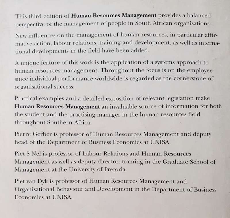 Human Resources Management ~ Gerber / Nel / van Dyk