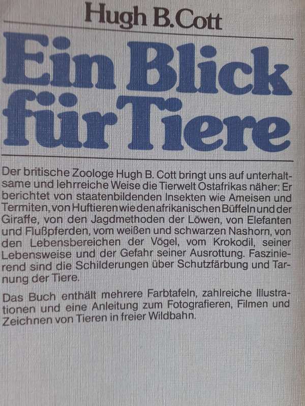Ein Blick Fur Tiere ~ Hugh B Cott