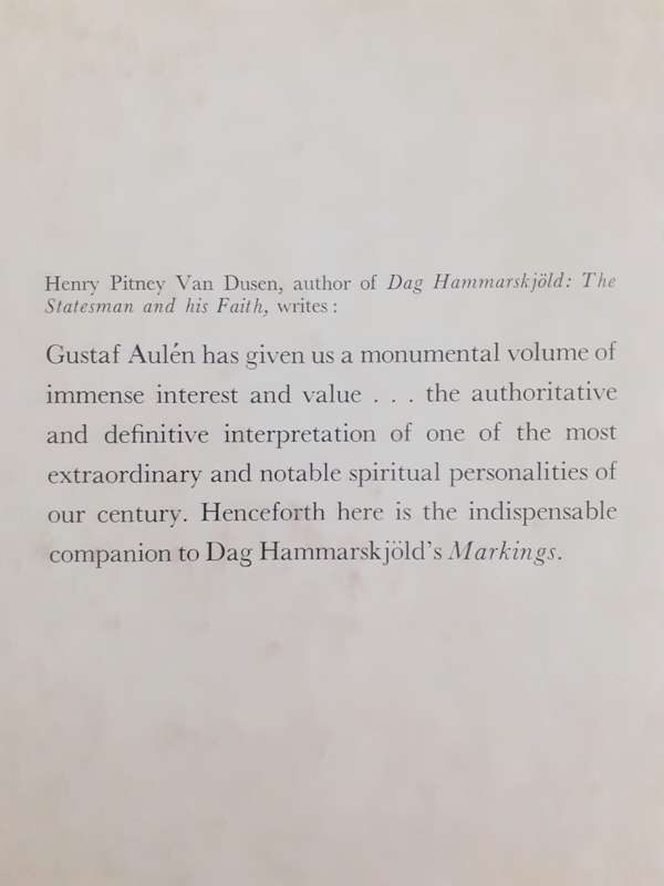 Dag Hammarskjold`s WHITE BOOK ~ Gustaf Aulen